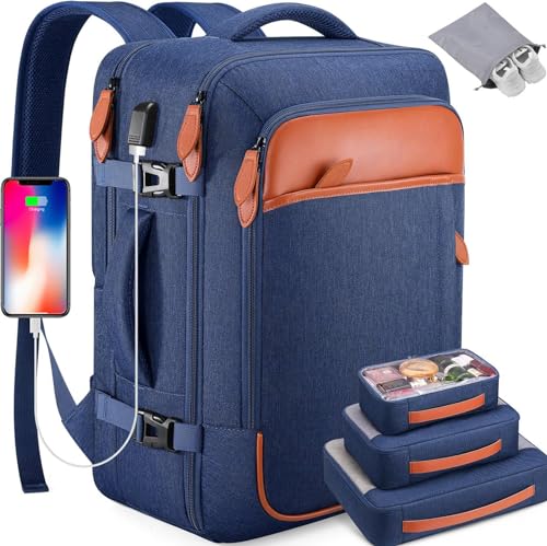 Miusse Travel Backpack, 17Inch Laptop Backpack, Carry on Backpack for Men & Women, Personal Item Size Flight Approved travel bag, Water Proof Luggage, Suitcase with Packing Cubes and Shoe Pocket