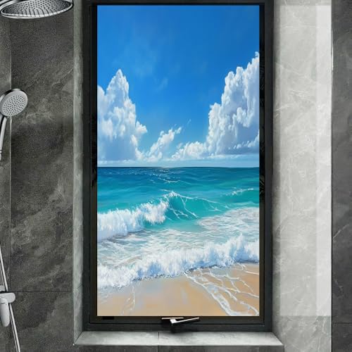 Vinilo adhesivo ventana privacidad océano acuarela 15.7x23.6 in miniatura 3