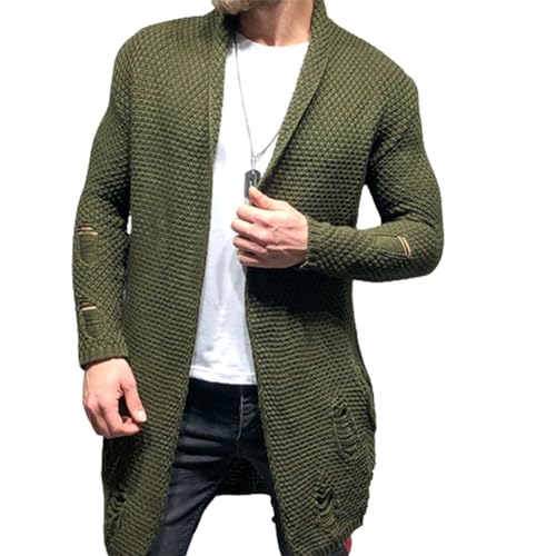 Recopilación de Cárdigans para Hombre que puedes comprar esta semana. 46 JPSSJGYH Cárdigan de Punto Suelto De Color Sólido para Hombre, Cárdigan Largo Delgado De Punto De Manga Larga (Large,Green)