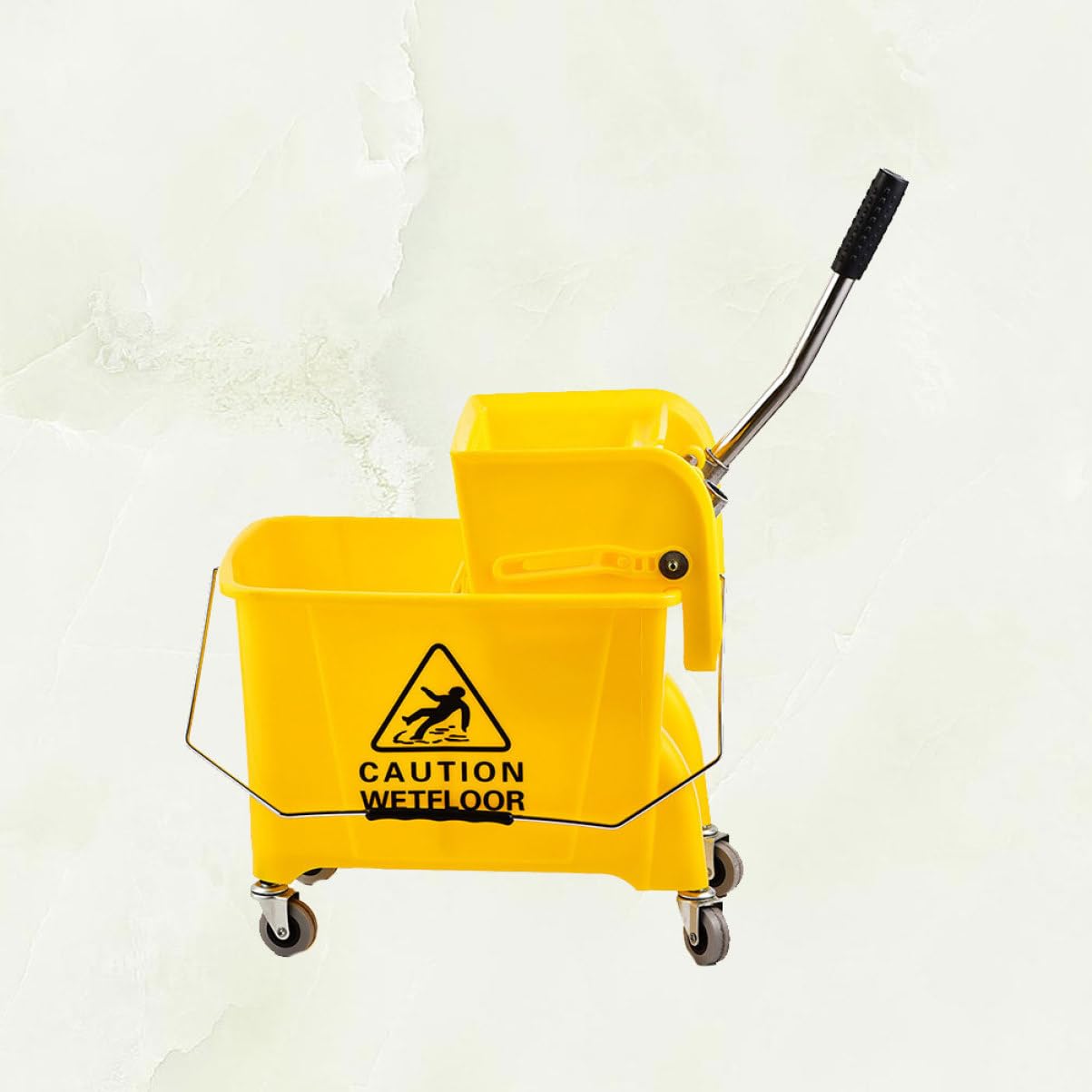 PACKOVE Seau Essoreur à Franges sur Roues 20l Presse Latérale, Chariot de Nettoyage en PP et Aluminium, Mobilité Silencieuse pour Entretien Professionnel