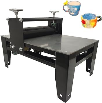 JARYANNIX Manual Clay Plate Machine Slab Roller 28x17.7in Tabletop Pottery Making Ceramic Clay Print Machine 1.77in Adjustable Thickness for Pottery Art