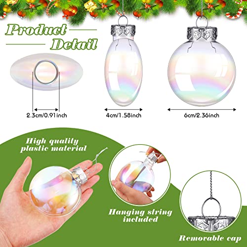 36 Pcs Iridescent Christmas Ornaments Iridescent Christmas Ball Ornament Clear Plastic Ornament For Crafts Christmas Tree Baubles Decorative Hanging Ornament For Diy Xmas Party Decoration (Flat Style) #TOP1