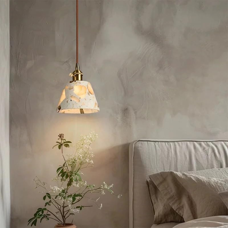 Lustre en marbre japonais rétro pour une ambiance de chambre scandinave raffinée