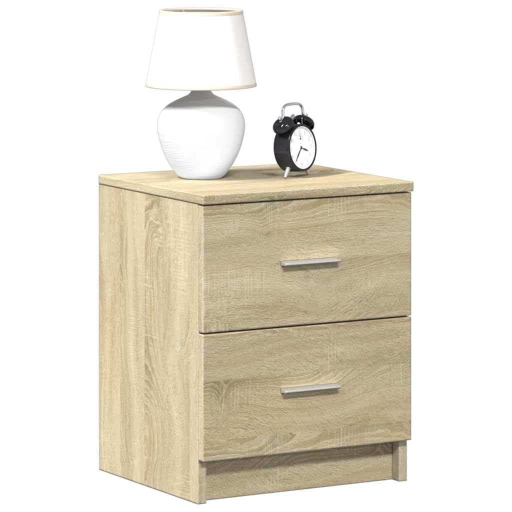 SXZenSpace 858790 Bedside Cabinets 2 pcs with Drawers Sonoma Oak 40x36x50 cm Tables Cabinet Side End Table Nightstand Storage Organizer Home Stand for Bedroom