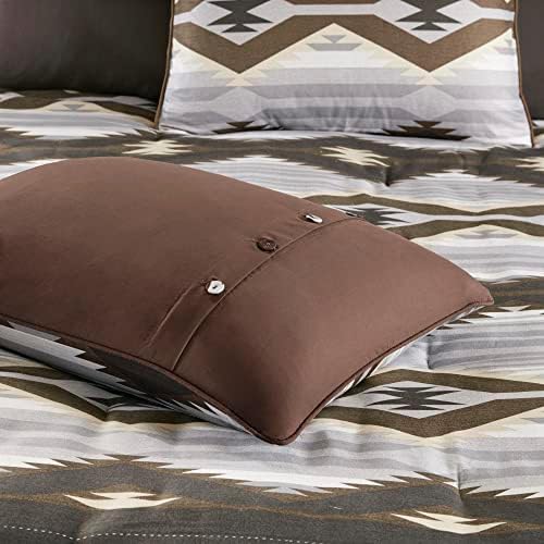 Woolrich Rustic Lodge Cabin Comforter Set - All Season Down Alternative Warm Bedding Layer and Matching Shams, Oversized Queen, Bitter Creek, Grey/Brown - Thumbnail 5