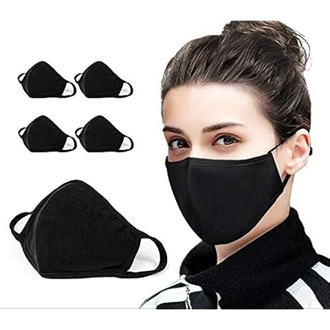 (New Stock 2021) Face Masks | Face Mask Washable UK | Reusable Face Mask Black Pack of 5 Cover