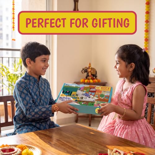 Image of The Curious Bees - Seek & Spot Puzzle & Game - Busy City Puzzle | 60 Pieces + 10 Seek Cards | Gifts for Boys and Girls Ages 4-8 | BIS Approved | Made in India