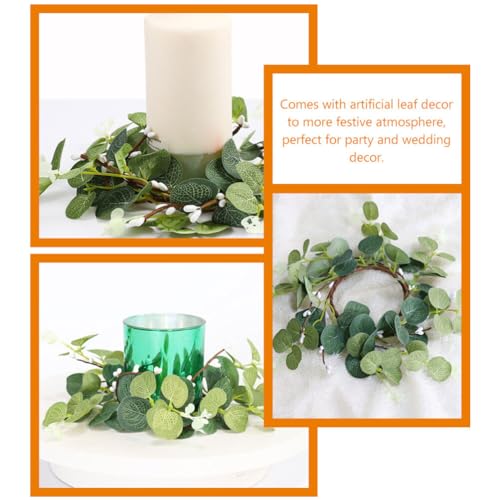 Cabilock Anéis De Vela De Eucalipto Artificial Grinaldas 8Cm Decoração De Páscoa Pilares Castiçal Bo