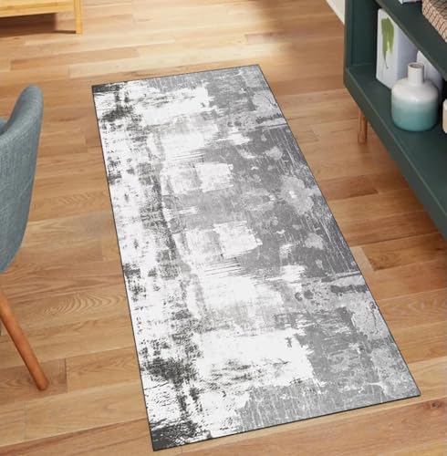 Alfombra de pasillo gris 40x350 cm lavable y abstracta para decoración del hogar 2