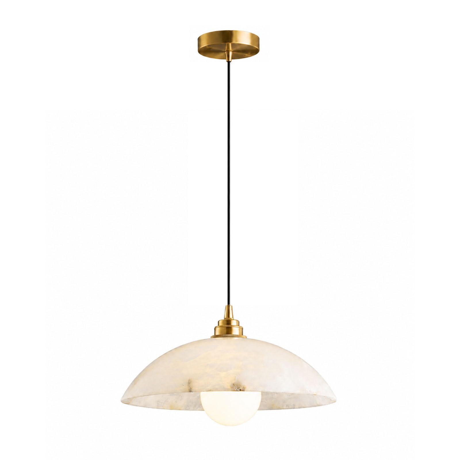 IOEDHW Brass Alabaster Pendant Light Natural Marble Dome Shade Hanging Lamp