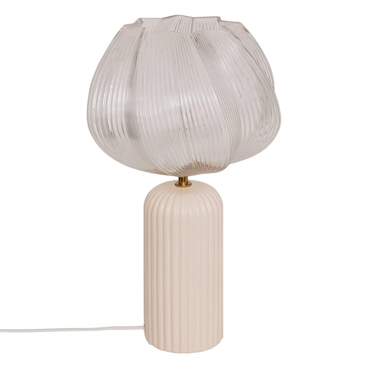 Atmosphera - Lampe à Poser Phylas Beige – H45,​5cm – Base en Céramique et Abat-​jour en Verre – Ampoule Non Incluse – Éclairage Décoratif Intérieur