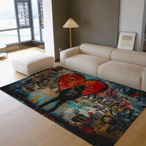 Tapis 200x300cm salon graffiti et descente de lit lavable - 3