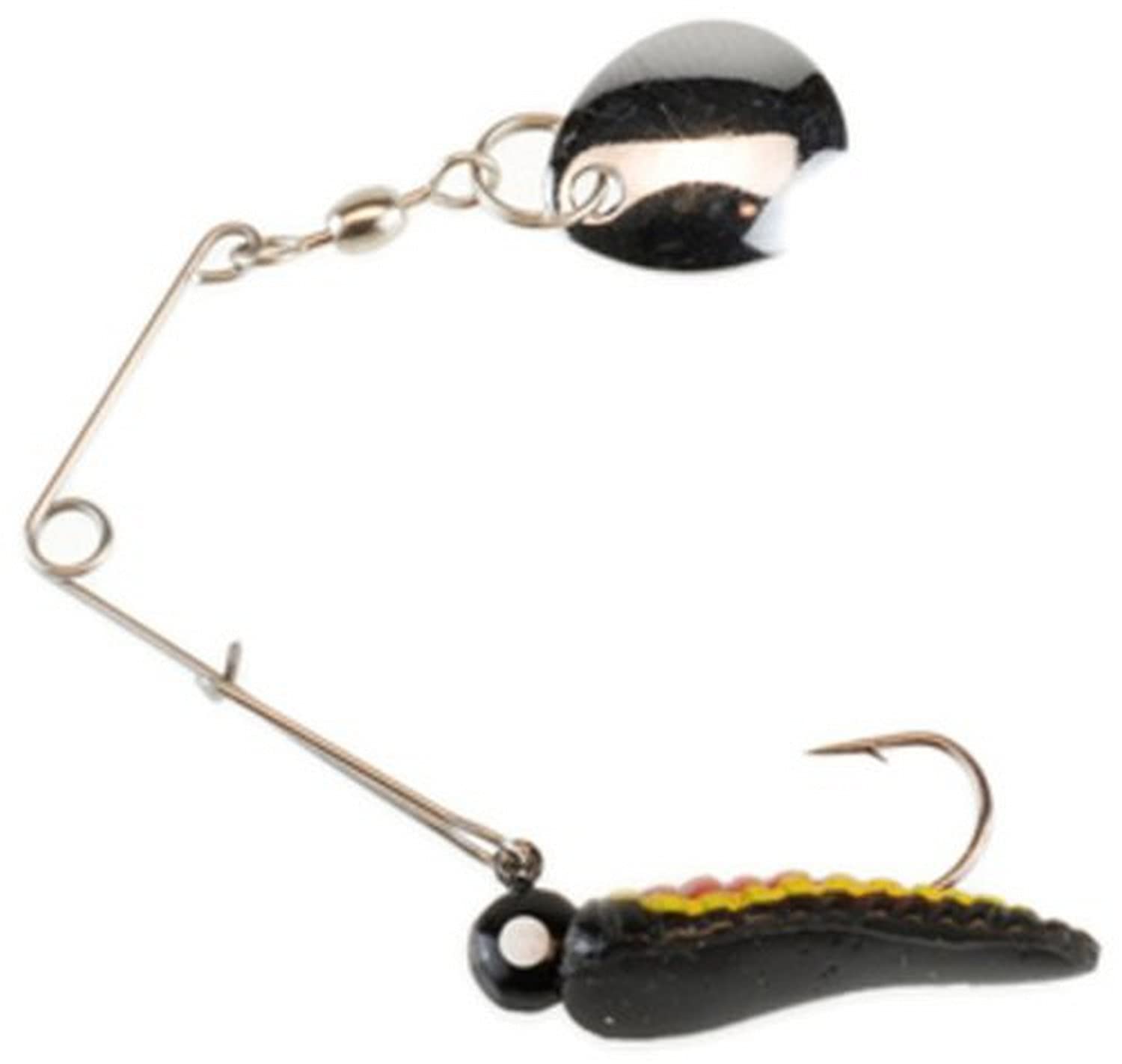 Johnson Beetle Spin Nickel Blade Fishing Hard Bait, Black/Yellow Stripe, 1in - 1/32 oz