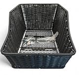 Fahrradkorb Gepäckträger Hinten – Rattan-Optik Schwarz – Feste Montage – Wetterfest & Stabil – Kunststoff Hinterradkorb – Inkl. Befestigungsmaterial – 46 x 30 x 21 cm