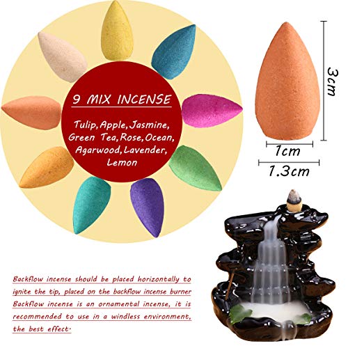 Otofy Backflow Incense Cones 360 Pcs Of 100% Natural Scents Waterfall Incense Rose Tulip Jasmine Lavender Rose For Backflow Incense Burner Holder Natural | Meditation & Yoga Gift #TOP1