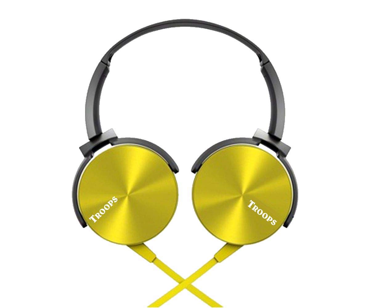 Troops TP-7040 Headphone with Extra BASS HIGH DEFINATION Sound, Specially Designed for Music LISNERS (Yellow)