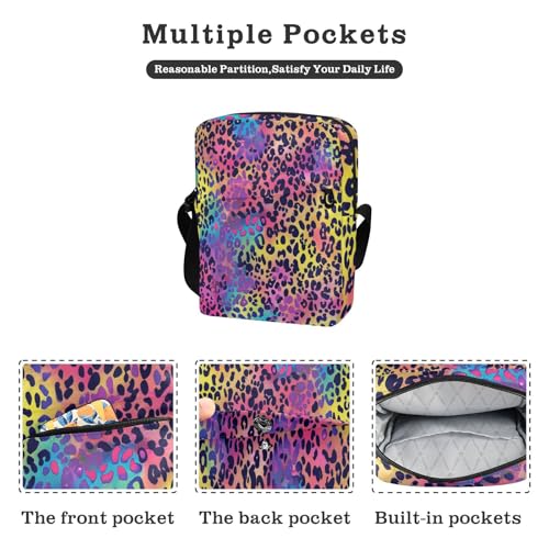 messenger bags green crossbody bags for women Shoulder Hand Bag For Woman Adjustable Strap for Casual Casual- Colorful Leopard2