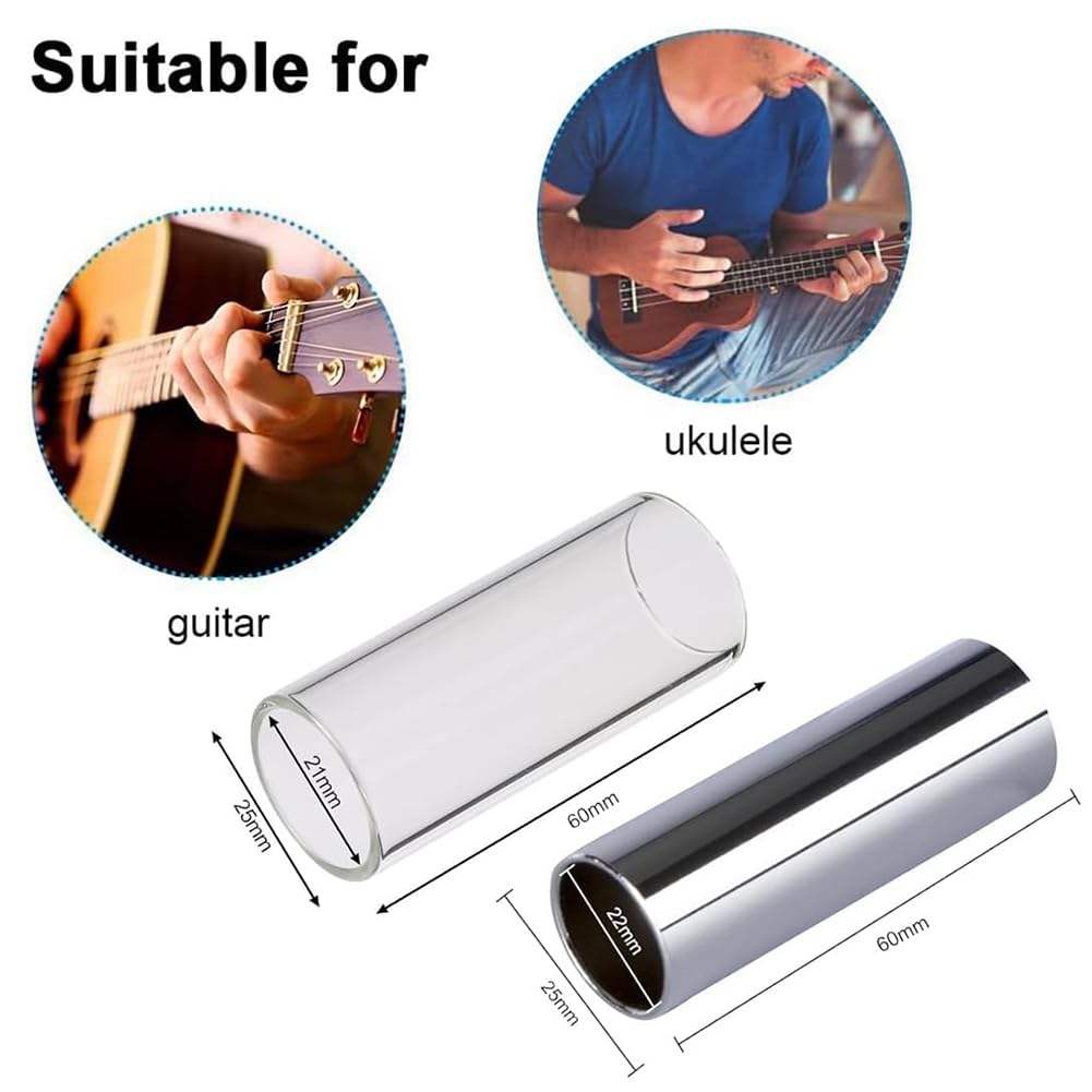 Slide pour guitare et basse, 2 pièces de toboggan, accessoires slide, rails en verre et acier inoxydable