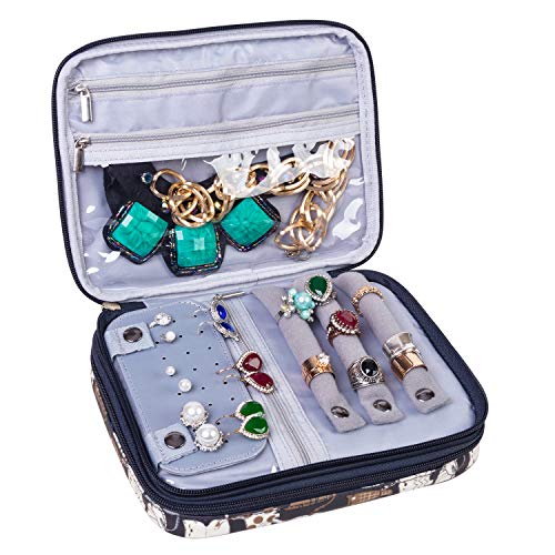 Preisvergleich Produktbild Teamoy schmucktasche reise schmuckkästchen für Schmuck Set,wasserdichte Schmuckaufbewahrungen haben viele Tänder von Ringe, Ohrringe, Halskette und mehr,bequem zu tragen für Partys, Blaue und Katze