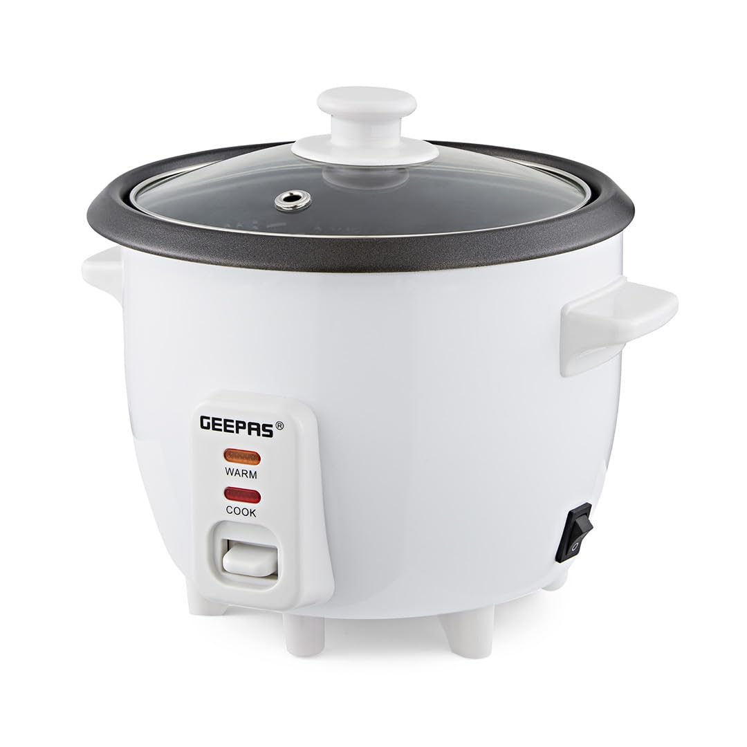 Rice Cooker, 0.6L | Electric Rice Cooker with Keep Warm Function, Automatic Cooking, Non-Stick Inner Pot | Includes Measuring Cup, Spatula & Glass Lid | 300W, 2 Year Warranty