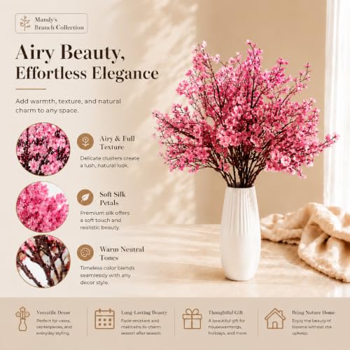 Image of Mandy's 6 Bundles Artificial Light Brown Baby's Breath Flowers