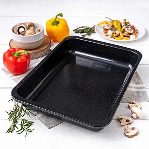 Foto von Zenker Ofenbackform (40 x 6 x 29 cm) SPECIAL COOKING, rechteckige Auflaufform mit Emaille-Versiegelung, Backform mit extra hohem Rand (Farbe: Schwarz), Menge: 1 Stück