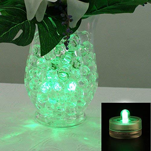 Image of KITOSUN Submersible LED Lights cr2032 Battery Powered Underwater Waterproof LED Tea Light Candles for Events Wedding Centerpieces Vase Floral Xmas Holidays Home Decor Lighting(Pack of 12) (Green)