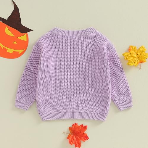 Toddler Baby Boy Girl Halloween Outfit Knitted Sweater Pumpkin Embroidered Pullover Tops Fall Winter Clothes3