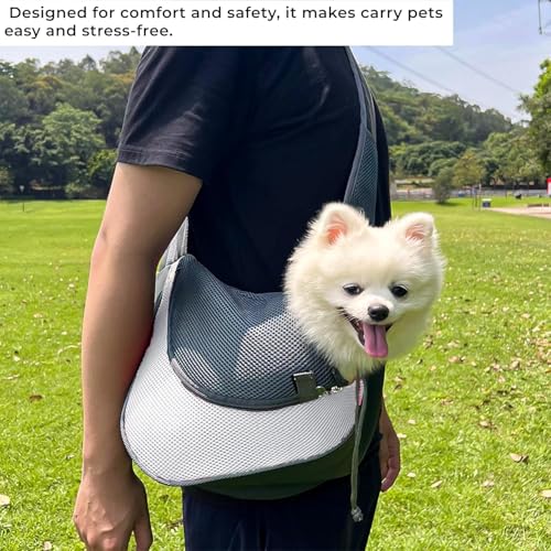 Image of Kraptick Pet Sling Carrier, Pet Carrier Bag for Shitzu Puppy, Cat, Rabbit with Comfortable Adjustable Pouch Single Shoulder Carry Tote Handbag for Pets (Large, Black & White)