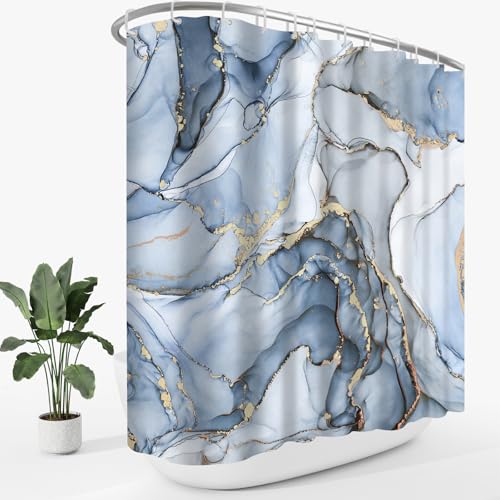 BayNook Extra Wide Marble Shower Curtain 108 x 72, Light