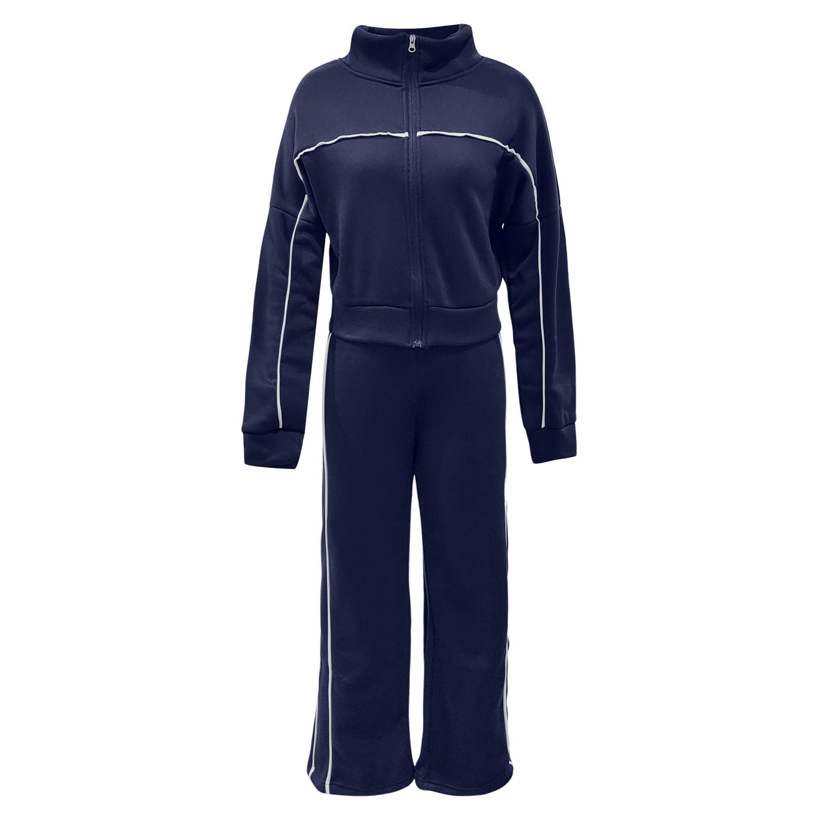 Jogginganzug Damen Sportlicher Freizeitanzug Zweiteiler Sweatshirt mit passender Hose für Winter