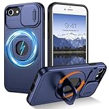 BENTOBEN for Magnetic iPhone SE Case 2022/2020, iPhone 7/8 Case [Compatible with Magsafe] Kickstand Ring Holder Translucent Design Shockproof Protective Bumper Girls Women Boys Men Magnet Cover, Blue