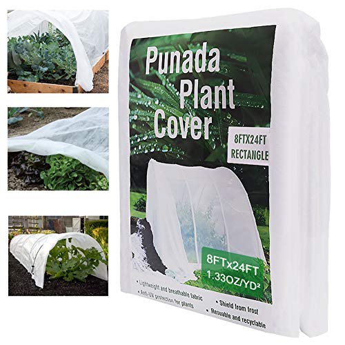 punada Premium Plant Covers Freeze Protection 1.33 oz 8Ft x 24Ft Reusable Plant Covers for Winter Frost Freeze Protection Covers Anti-UV for Snow Animal 27ÂºF Frost Protection (Frame not Include)
