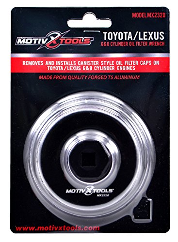 Motivx Tools Oil Filter Wrench for Toyota, Lexus, and Scion 2.0 To 5.7 Liter Engines with 64mm Cartridge Style Oil Filter System - Perfect for Camry, RAV4, Tacoma, Highlander, Sienna, Tundra, and More