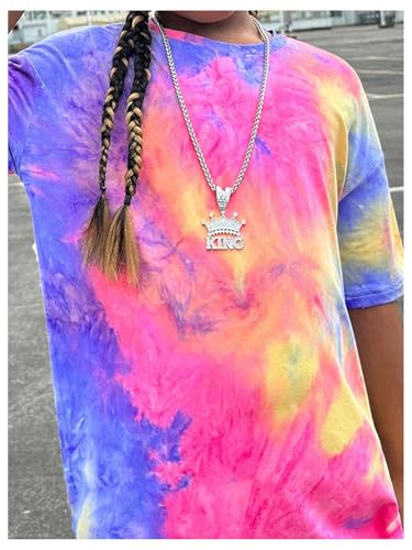 RoseSeek Conjunto de 2 peças tie dye de manga curta e shorts de motociclista para meninas, Rosa mela