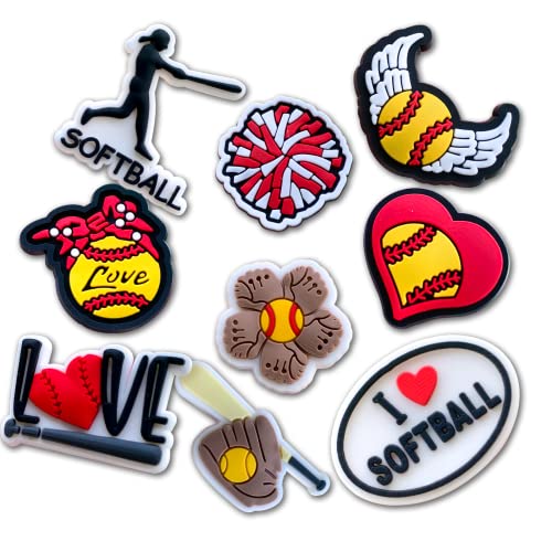 Qnilasom Softball Charms Pvc Sandal Wristband Decoration,Sports Shoes Decoration Charms Accessories For Men Boys Teens Girls Women Party Favor (9) #TOP1