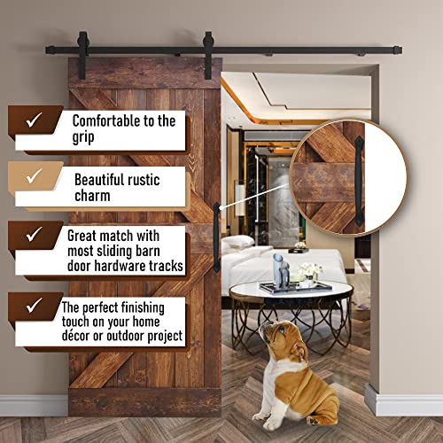 Image of 10 Inch Diamond Tapered Barn Door Handle - Black Cast Iron Pull for Sliding Doors, Gates, Sheds, Fences, Closets - Indoor Outdoor Farmhouse Hardware