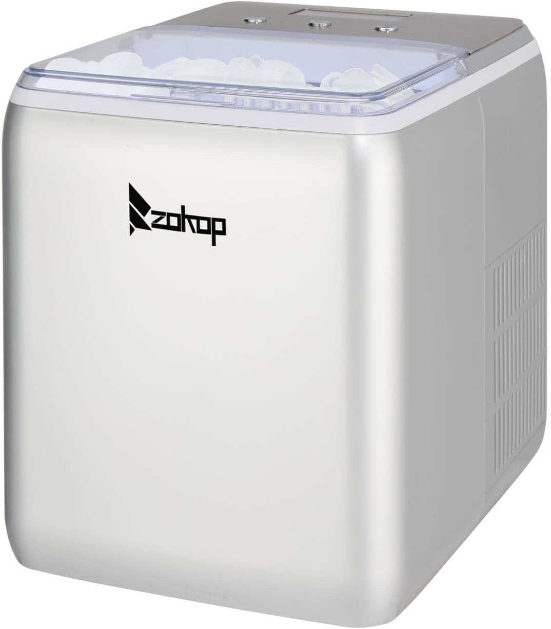 NA Ice Maker 150W 44lbs / 20kg / 24h Silver ABS Transparent Cover/Display Commercial/Household