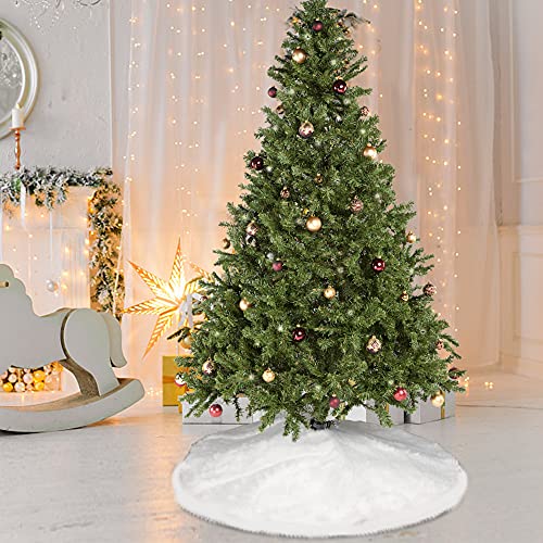 Yosager 32 Inch Christmas Tree Skirt Faux Fur Tree Mat For Christmas Holiday Party Decoration, White #TOP5