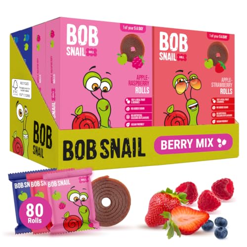 Bob Snail Fruit Roll Ups, Blueberry Raspberry Strawberry, 80 pcs (800g)