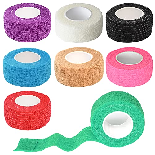 Chewarelly 8 Pack 1 in x 5 Yards Cohesive Wrap Self Adhesive Bandage Wrap Elastic Self Adherent Wrap Self Stick Vet Tape for Athletic Wrist Ankle Knees Pets (Mixed Colors)