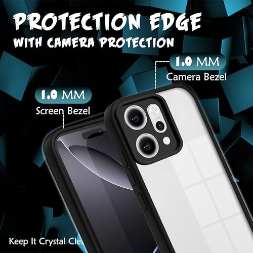 Image of V-TAN Back Cover Compatible with Oppo Reno14 Pro 5G Case, Transparent Clear, TPU, Camera Protective Shockproof Cover (Black)