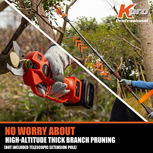 Kebtek Professional Electrci Pruning Shears 40MM, Electric Pruner Branch Cutter 25V Cordless Heavy Duty with 2 Pack 2Ah Rechargeable Batteries Brushless Motor- Upgraded Blade Version