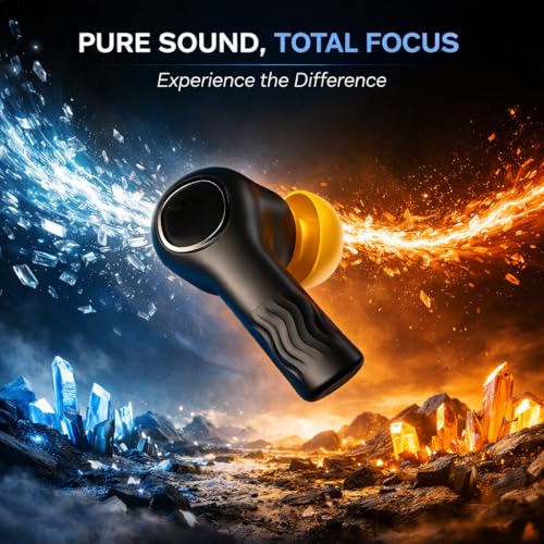 Image of CRYSTA Gaming TWS Earbuds - Ultra Low Latency 40ms, Bluetooth v5.49+ENC for Clear Calling, 50Hrs Playtime, Bass Boosted, Premium Wireless Headphone, Touch Control, IPX4 & Voice Assistance. BLACK