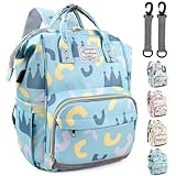 Lecylanker Mochila Bebé Pañaleras Gran Capacidad Multifuncional con Múltiples Compartimentos Regalo para Padres Primerizos (Azul-Graffiti)