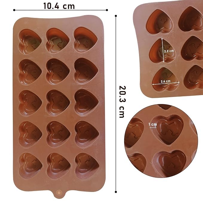 Image of ARTO Kiss Shaped Silicone Chocolate Mould, 15 Cavity, Lip Shape Candy Tray for Valentine's Day Gifts & Bachelorette Party Favors. Food Grade, Non-Stick DIY Baking Tool (Brown)