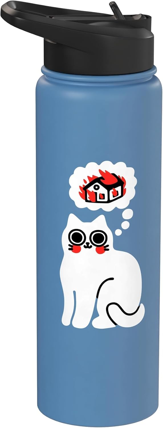Dreaming of destruction Cats Kitten Kitty Funny Cat Lovers Stainless Steel Insulated Water Bottle
