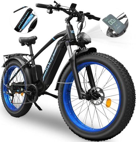 Dakeya Electric Bike for Adults 1000W, 48V 16AH Removable Battery Adult Electric Bicycles,26" Fat Tire Lockable Front Suspension Fork Ebike, 31MPH Beach Mountain E Bike, Peak 1600W Motor, 7 Speed Gear