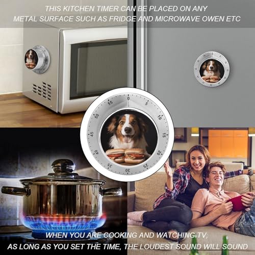 Temporizador de cocina mecánico de perro con imán y alarma fuerte sin baterías para chef 5