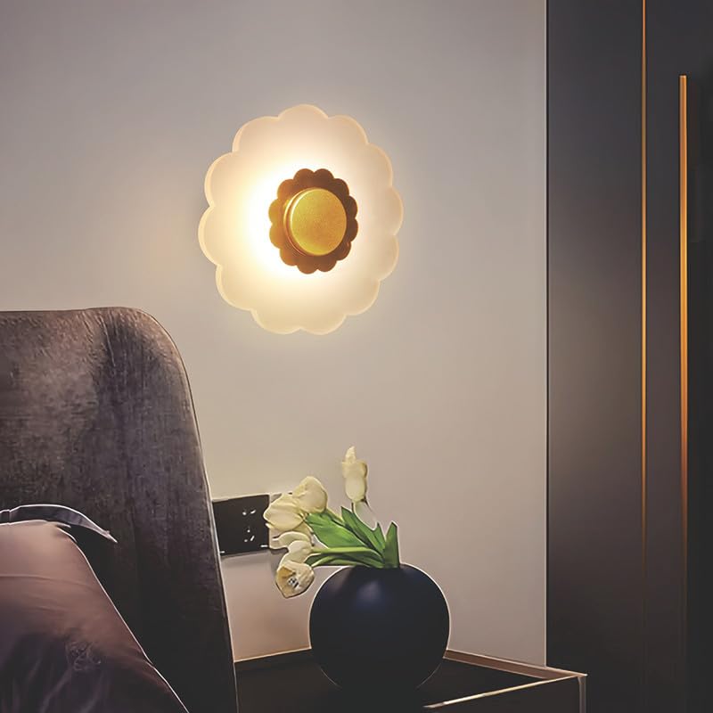 Image of Blossom Glow 3-in-1 LED Wall Light | Modern Fancy Lights for Living Room, Bedroom Wall Decor, Home Decoration Items & Indoor Flower Shape Night Lamp (Golden Accent, Pack of 1)
